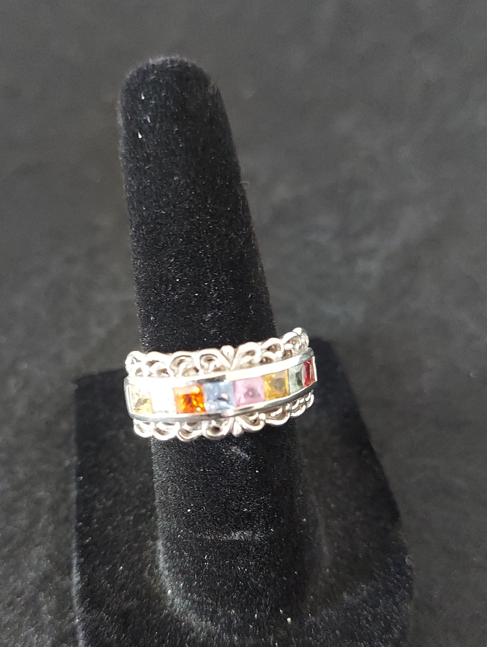 Sterling Silver Multicolor Sapphire Band Ring